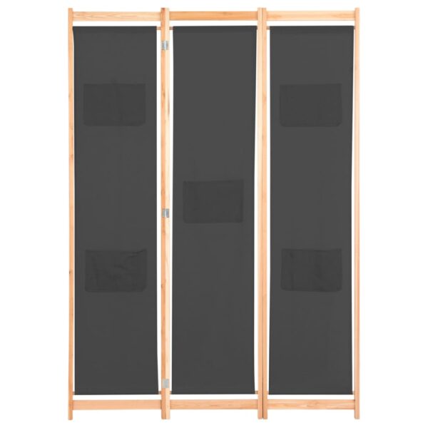 vidaXL 3-Panel Room Divider Gray 47.2"x66.9"x1.6" Fabric - Image 2