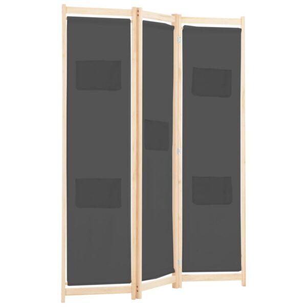 vidaXL 3-Panel Room Divider Gray 47.2"x66.9"x1.6" Fabric - Image 3