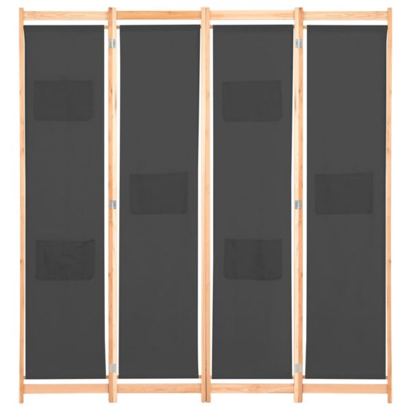 vidaXL 4-Panel Room Divider Gray 62.9"x66.9"x1.6" Fabric - Image 2