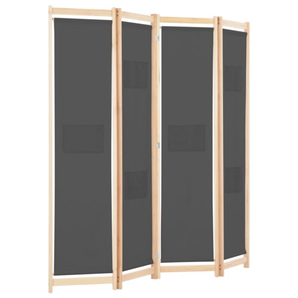 vidaXL 4-Panel Room Divider Gray 62.9"x66.9"x1.6" Fabric - Image 3