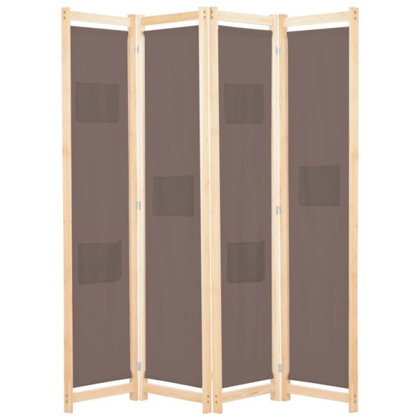 vidaXL 4-Panel Room Divider Brown 62.9"x66.9"x1.6" Fabric