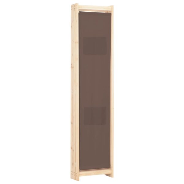 vidaXL 4-Panel Room Divider Brown 62.9"x66.9"x1.6" Fabric - Image 4