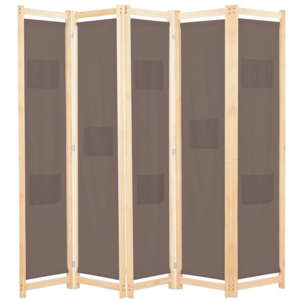 vidaXL 5-Panel Room Divider Brown 78.7"x66.9"x1.6" Fabric