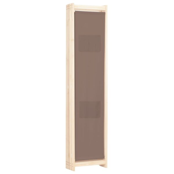 vidaXL 5-Panel Room Divider Brown 78.7"x66.9"x1.6" Fabric - Image 4