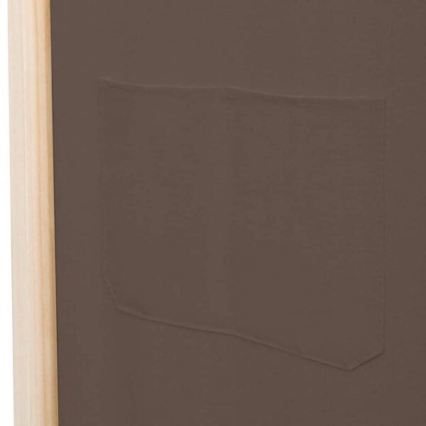 vidaXL 5-Panel Room Divider Brown 78.7"x66.9"x1.6" Fabric - Image 7