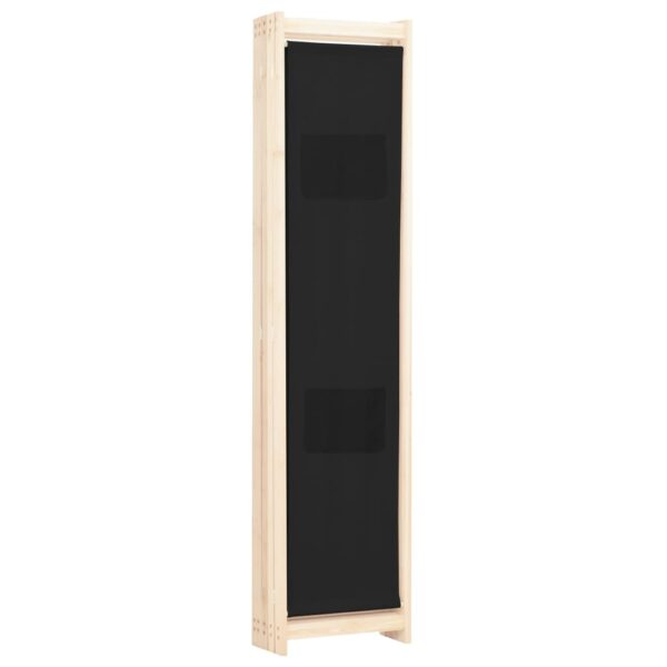 vidaXL 5-Panel Room Divider Black 78.7"x66.9"x1.6" Fabric - Image 4