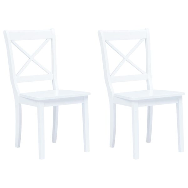 vidaXL Dining Chairs 2 pcs White Solid Rubber Wood