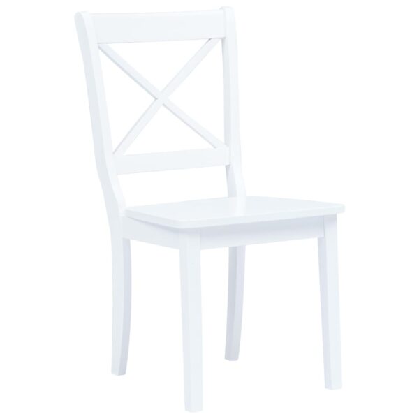 vidaXL Dining Chairs 2 pcs White Solid Rubber Wood - Image 2