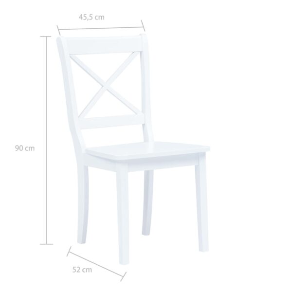 vidaXL Dining Chairs 2 pcs White Solid Rubber Wood - Image 7