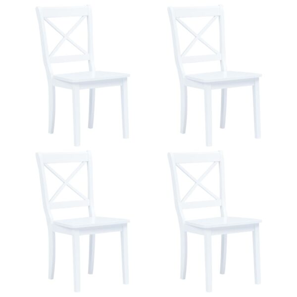 vidaXL Dining Chairs 4 pcs White Solid Rubber Wood