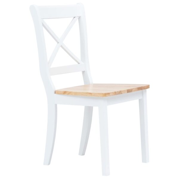 vidaXL Dining Chairs 2 pcs White and Light Wood Solid Rubber Wood - Image 2