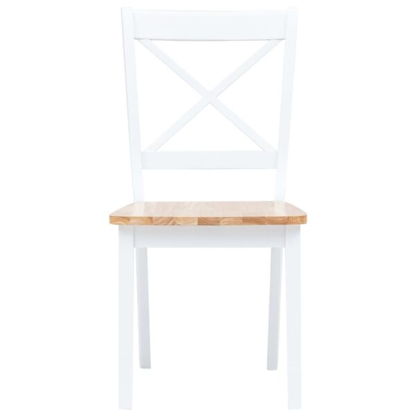 vidaXL Dining Chairs 2 pcs White and Light Wood Solid Rubber Wood - Image 3