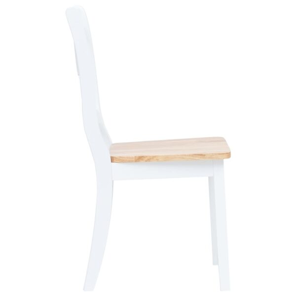 vidaXL Dining Chairs 2 pcs White and Light Wood Solid Rubber Wood - Image 4