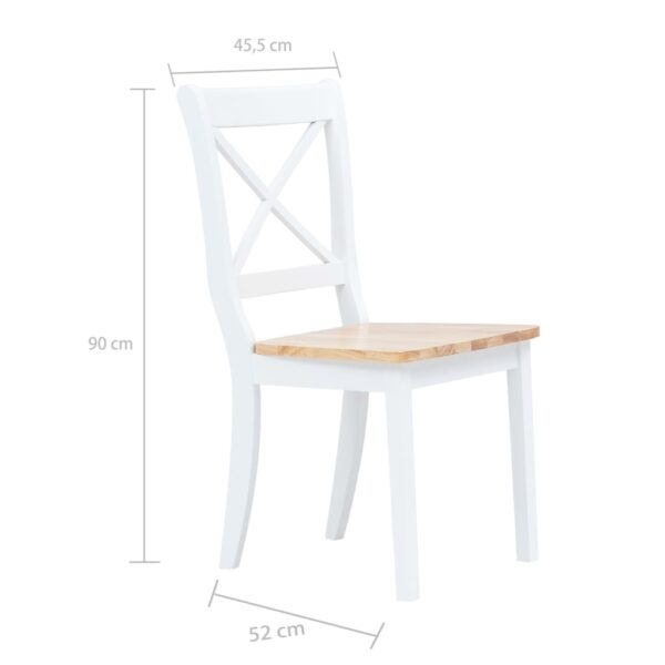 vidaXL Dining Chairs 2 pcs White and Light Wood Solid Rubber Wood - Image 7