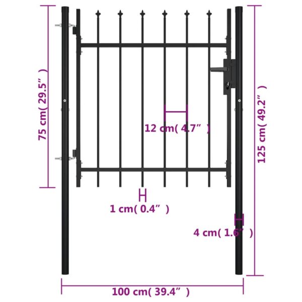 vidaXL Door Fence Gate with Spear Top 39.4"x29.5" - Image 5