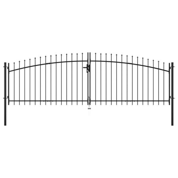 vidaXL Double Door Fence Gate with Spear Top 157.5"x59.1"