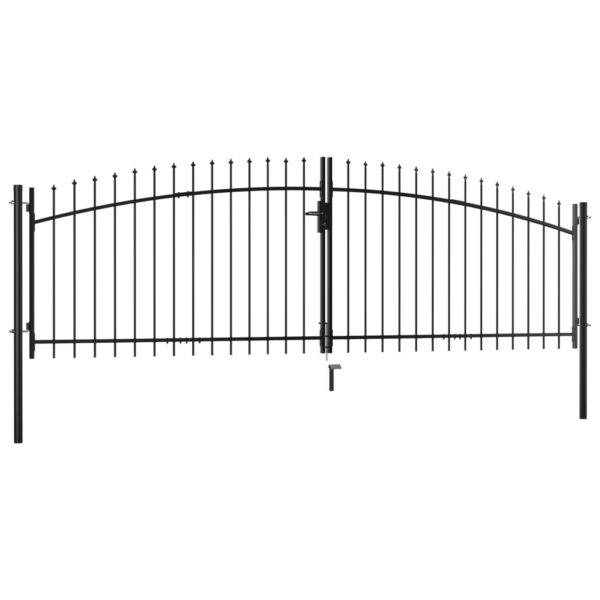 vidaXL Double Door Fence Gate with Spear Top 157.5"x59.1" - Image 2