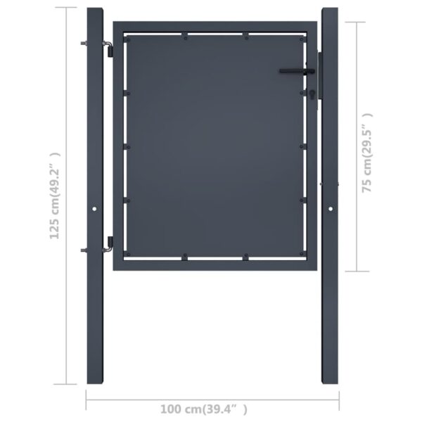 vidaXL Garden Gate Steel 39.4"x29.5" Anthracite - Image 4