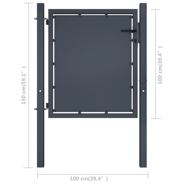 vidaXL Garden Gate Steel 39.4"x39.4" Anthracite - Image 4