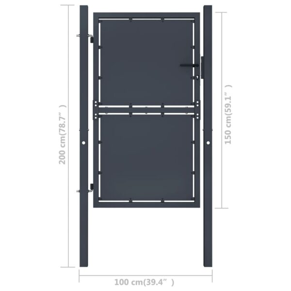 vidaXL Garden Gate Steel 39.4"x59.1" Anthracite - Image 4