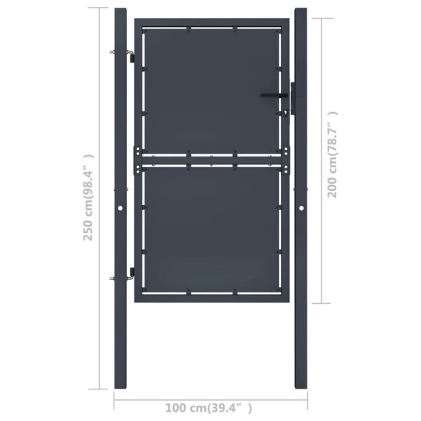 vidaXL Garden Gate Steel 39.4"x78.7" Anthracite - Image 4