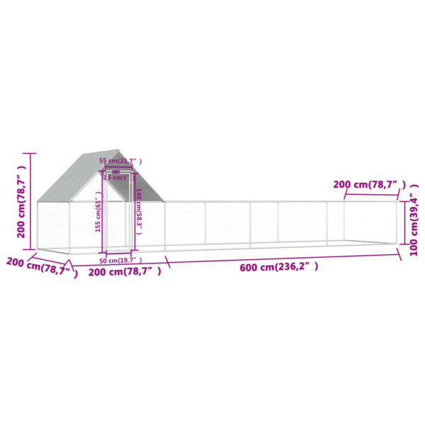 vidaXL Chicken Coop 26.2'x6.6'x6.6' Galvanized Steel - Image 6