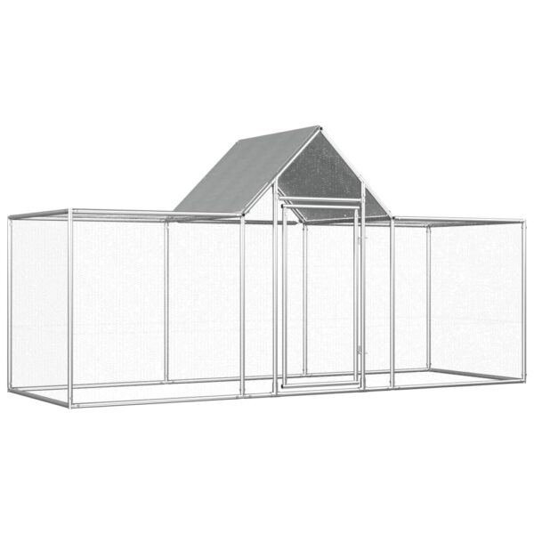 vidaXL Chicken Coop 9.8'x3.3'x4.9' Galvanized Steel