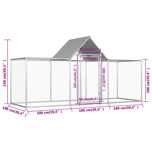 vidaXL Chicken Coop 9.8'x3.3'x4.9' Galvanized Steel - Image 6