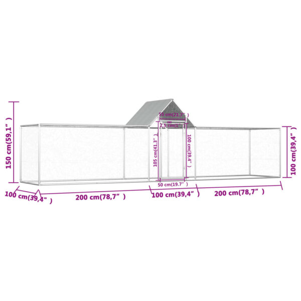 vidaXL Chicken Coop 16.4'x3.3'x4.9' Galvanized Steel - Image 6