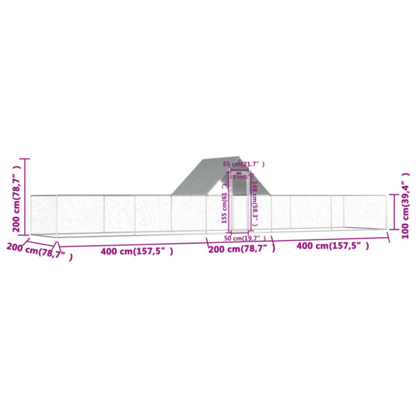 vidaXL Chicken Coop 32.8'x6.6'x6.6' Galvanized Steel - Image 6