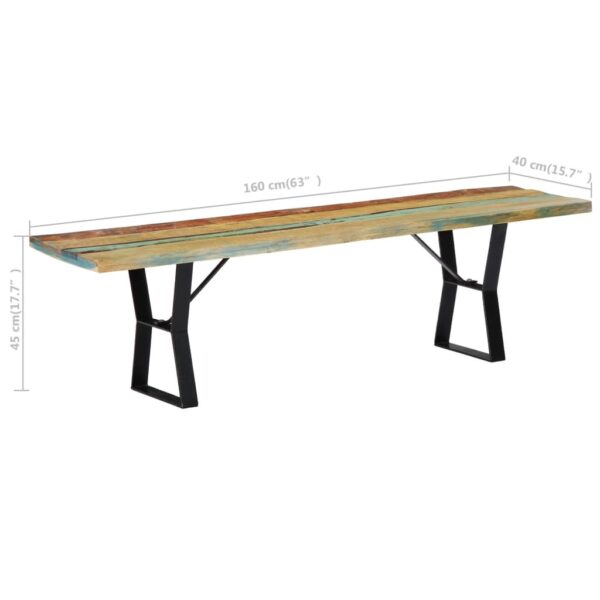 vidaXL Bench 63" Solid Reclaimed Wood - Image 7