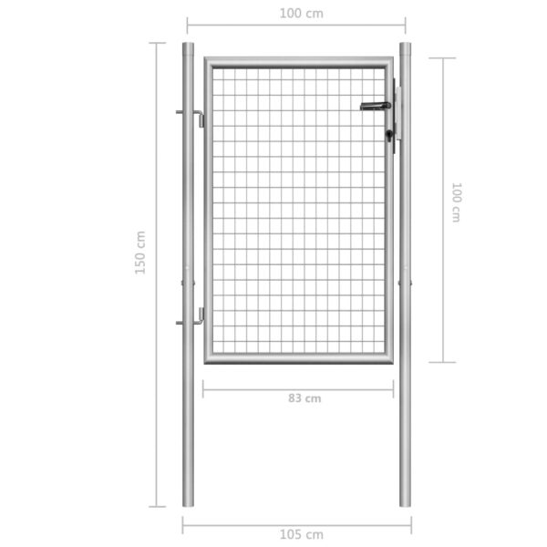 vidaXL Garden Gate Galvanized Steel 41.3"x59.1" Silver - Image 5