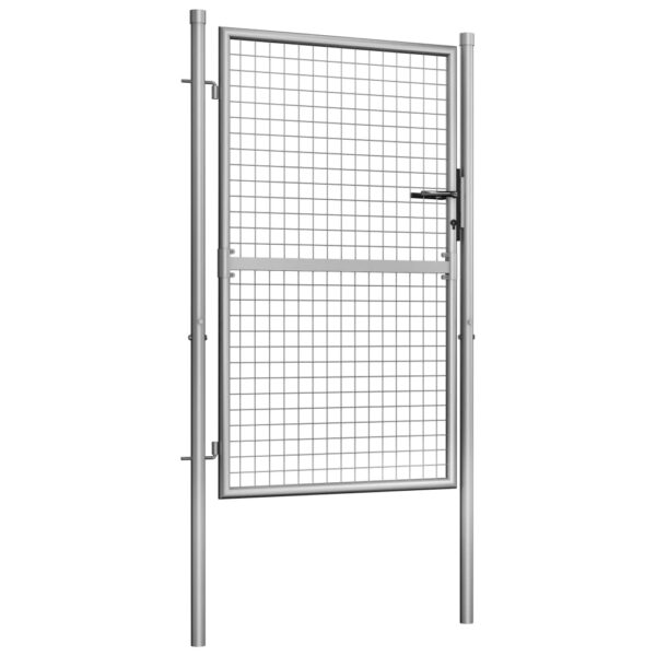 vidaXL Garden Gate Galvanized Steel 41.3"x68.9" Silver - Image 2