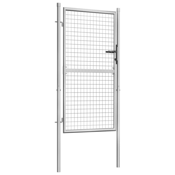 vidaXL Garden Gate Galvanized Steel 41.3"x78.7" Silver - Image 2