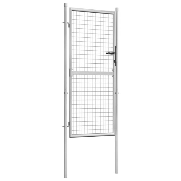 vidaXL Garden Gate Galvanized Steel 41.3"x88.6" Silver - Image 2