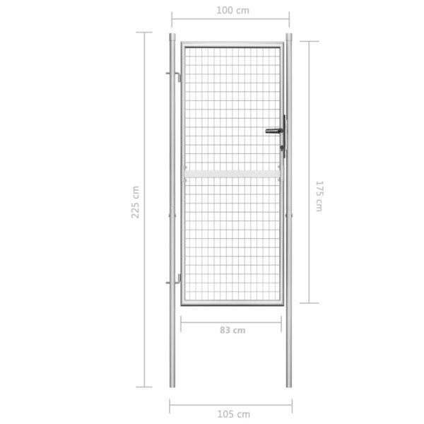 vidaXL Garden Gate Galvanized Steel 41.3"x88.6" Silver - Image 5