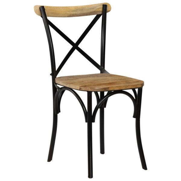 vidaXL Cross Chairs 2 pcs Black Solid Mango Wood - Image 2