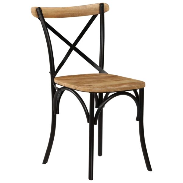 vidaXL Cross Chairs 2 pcs Black Solid Mango Wood - Image 12