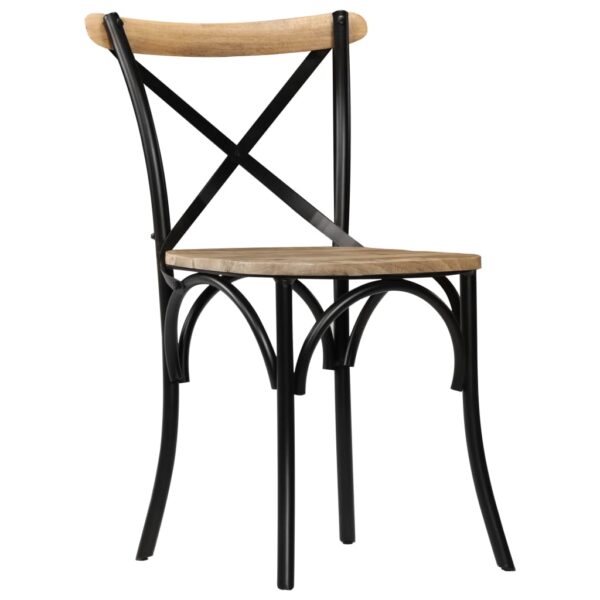 vidaXL Cross Chairs 2 pcs Black Solid Mango Wood - Image 3