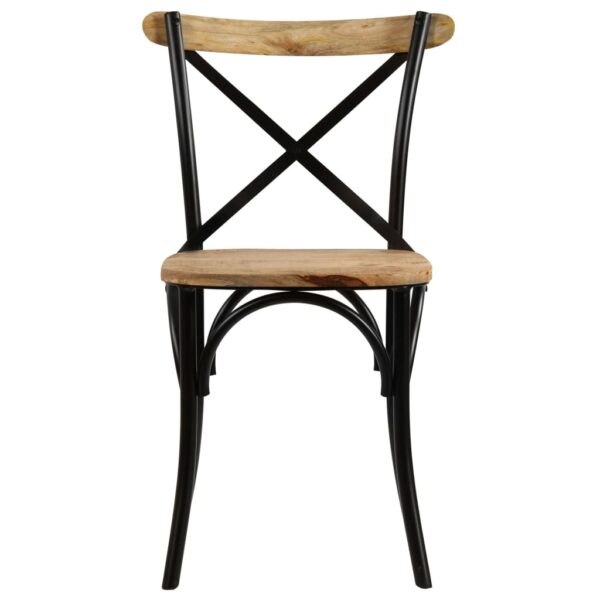 vidaXL Cross Chairs 2 pcs Black Solid Mango Wood - Image 4