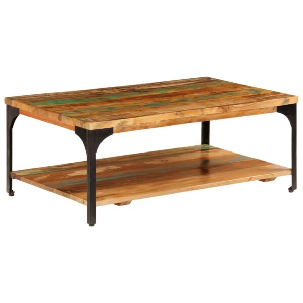 vidaXL Coffee Table with Shelf 39.4"x23.6"x13.8" Solid Reclaimed Wood - Image 12