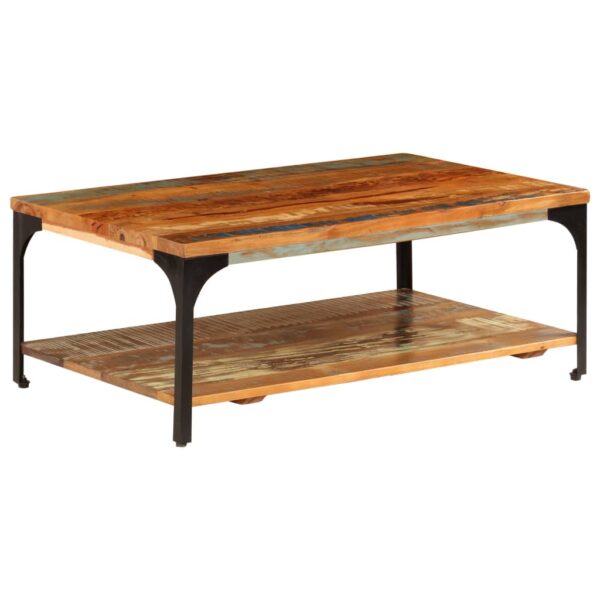 vidaXL Coffee Table with Shelf 39.4"x23.6"x13.8" Solid Reclaimed Wood - Image 9