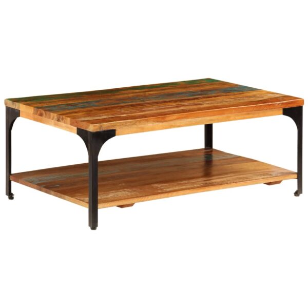 vidaXL Coffee Table with Shelf 39.4"x23.6"x13.8" Solid Reclaimed Wood - Image 10