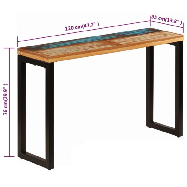 vidaXL Console Table 47.2"x13.8"x29.9" Solid Reclaimed Wood and Steel - Image 8