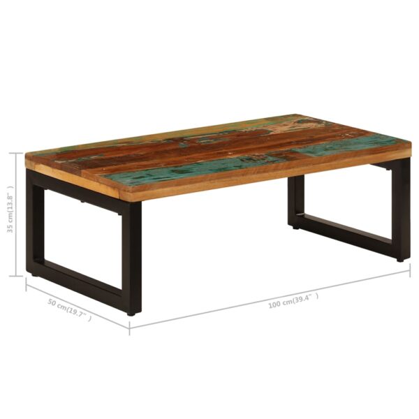 vidaXL Coffee Table 39.4"x19.7"x13.8" Solid Reclaimed Wood and Steel - Image 8