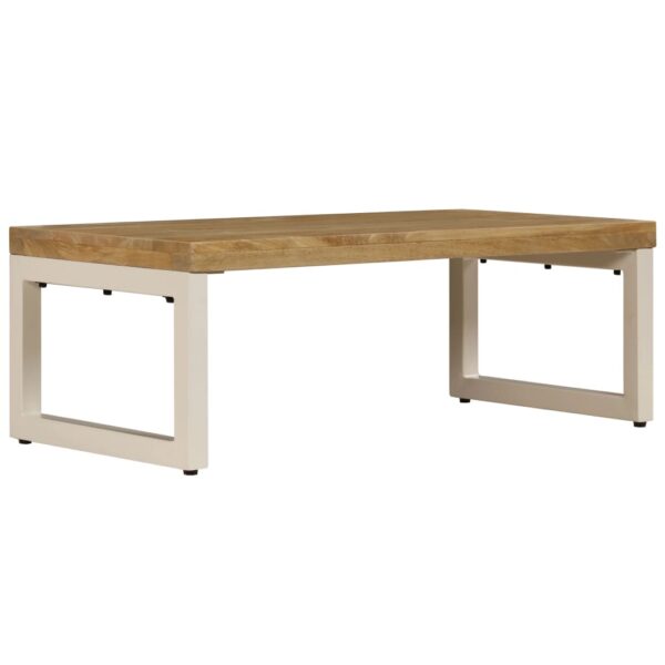 vidaXL Coffee Table 39.4"x19.7"x13.8" Solid Mango Wood and Steel - Image 2