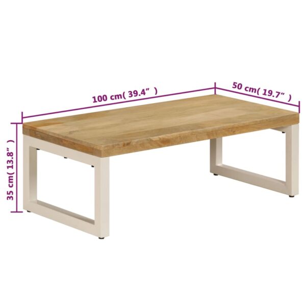 vidaXL Coffee Table 39.4"x19.7"x13.8" Solid Mango Wood and Steel - Image 9