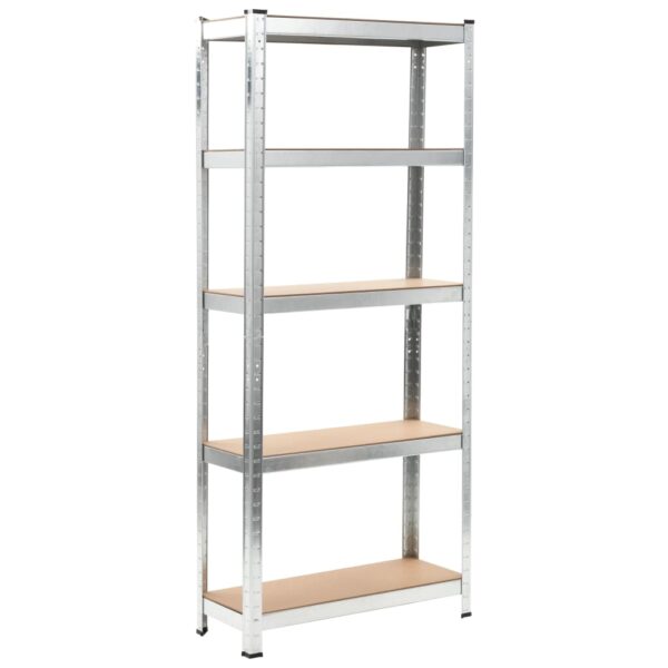 vidaXL 5-Layer Storage Shelf Silver Steel&Engineered Wood