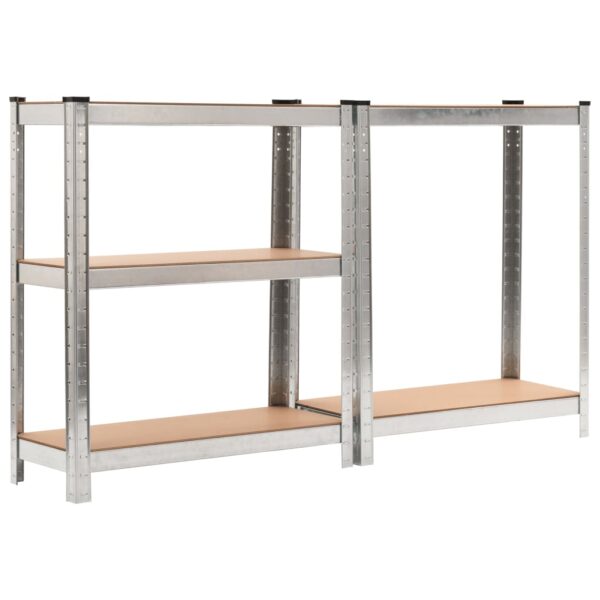 vidaXL 5-Layer Storage Shelf Silver Steel&Engineered Wood - Image 4