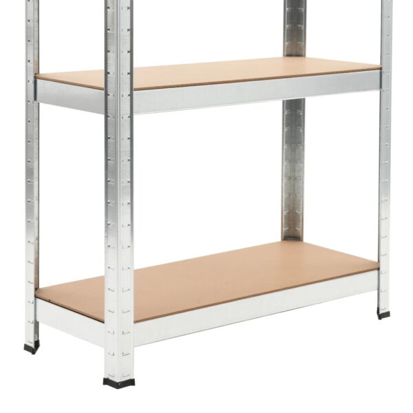 vidaXL 5-Layer Storage Shelf Silver Steel&Engineered Wood - Image 8